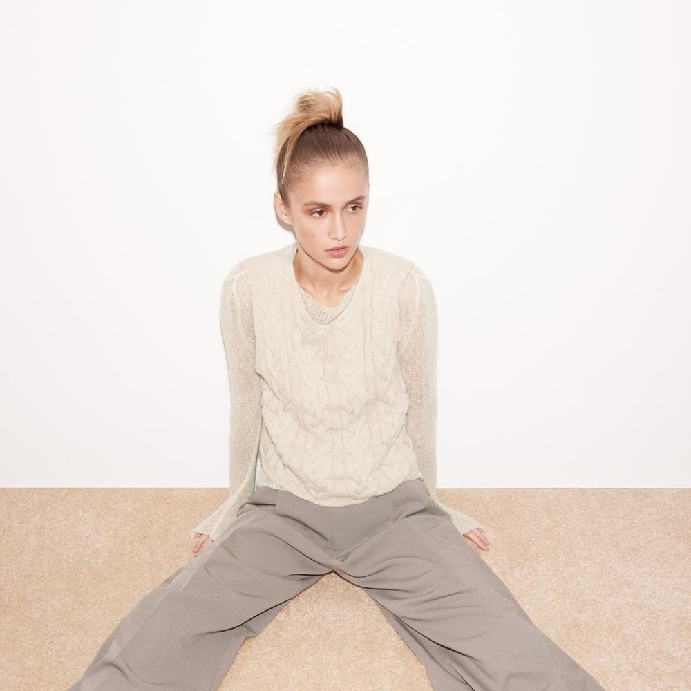 NWT ZARA Long Sleeve Sweater With Attached Vest